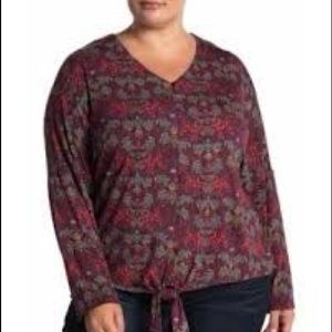 ALKAMY Women’s Tie Hem Boho Print Top